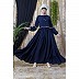 Bohemian frilled abaya- Navy Blue